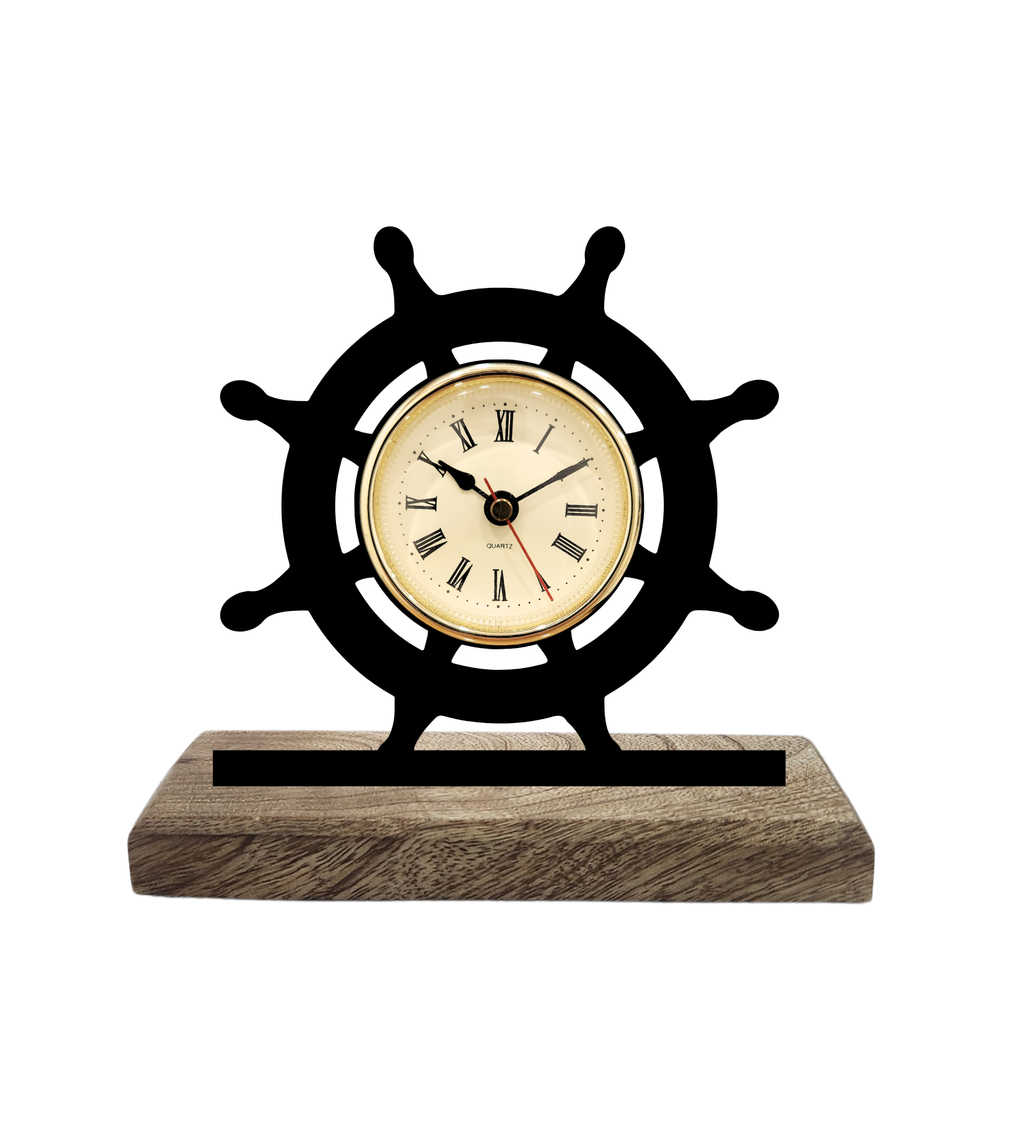 Dharmachakra Black Table Clock