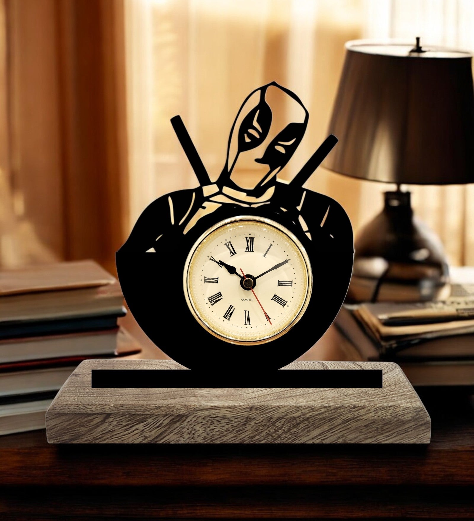 Deadpool Marvel Black Table Clock