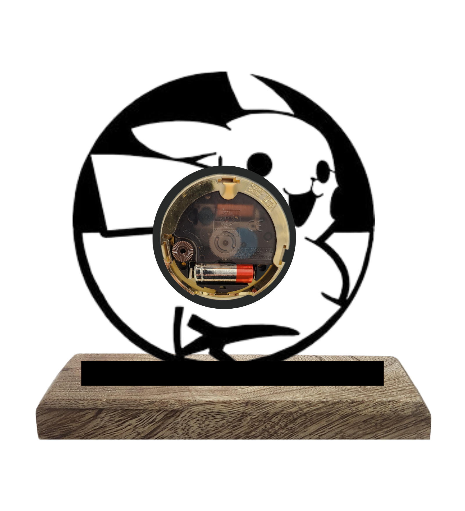 Pikachu Pokemon Black Table Clock