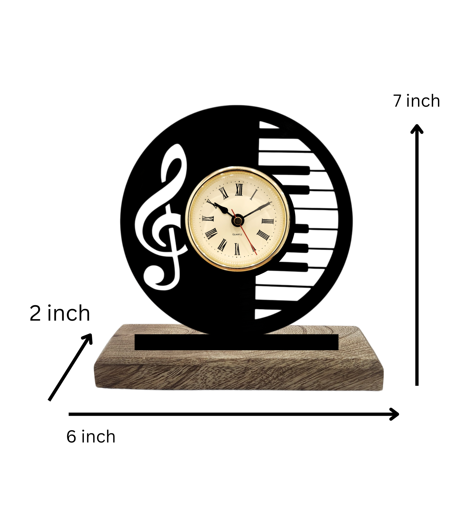Musical Piano Black Table Clock