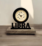 Libra Sun Sign Black Table Clock