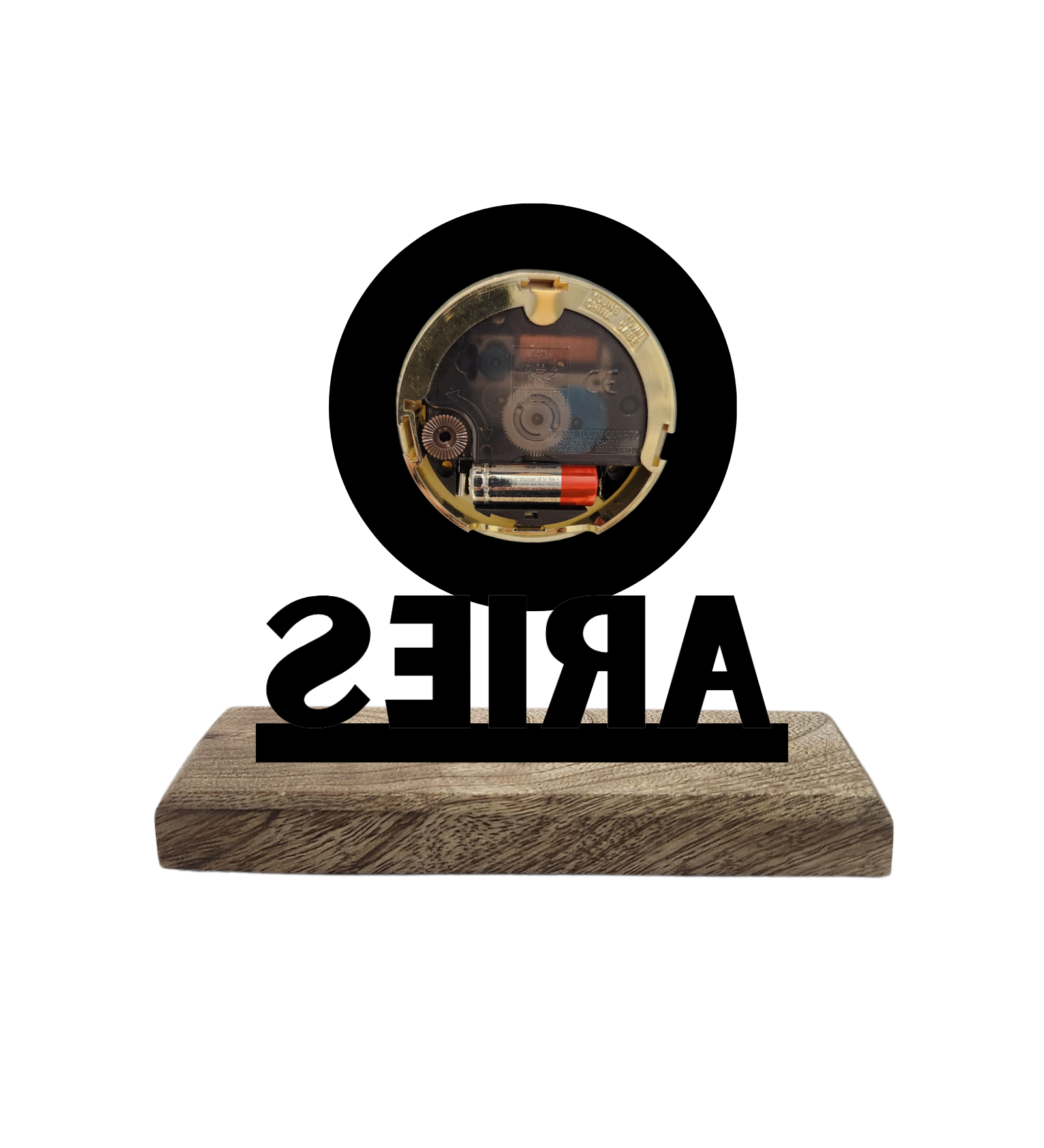 Aries Sun Sign Black Table Clock