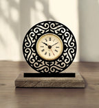 Round Aesthetic Black Table Clock