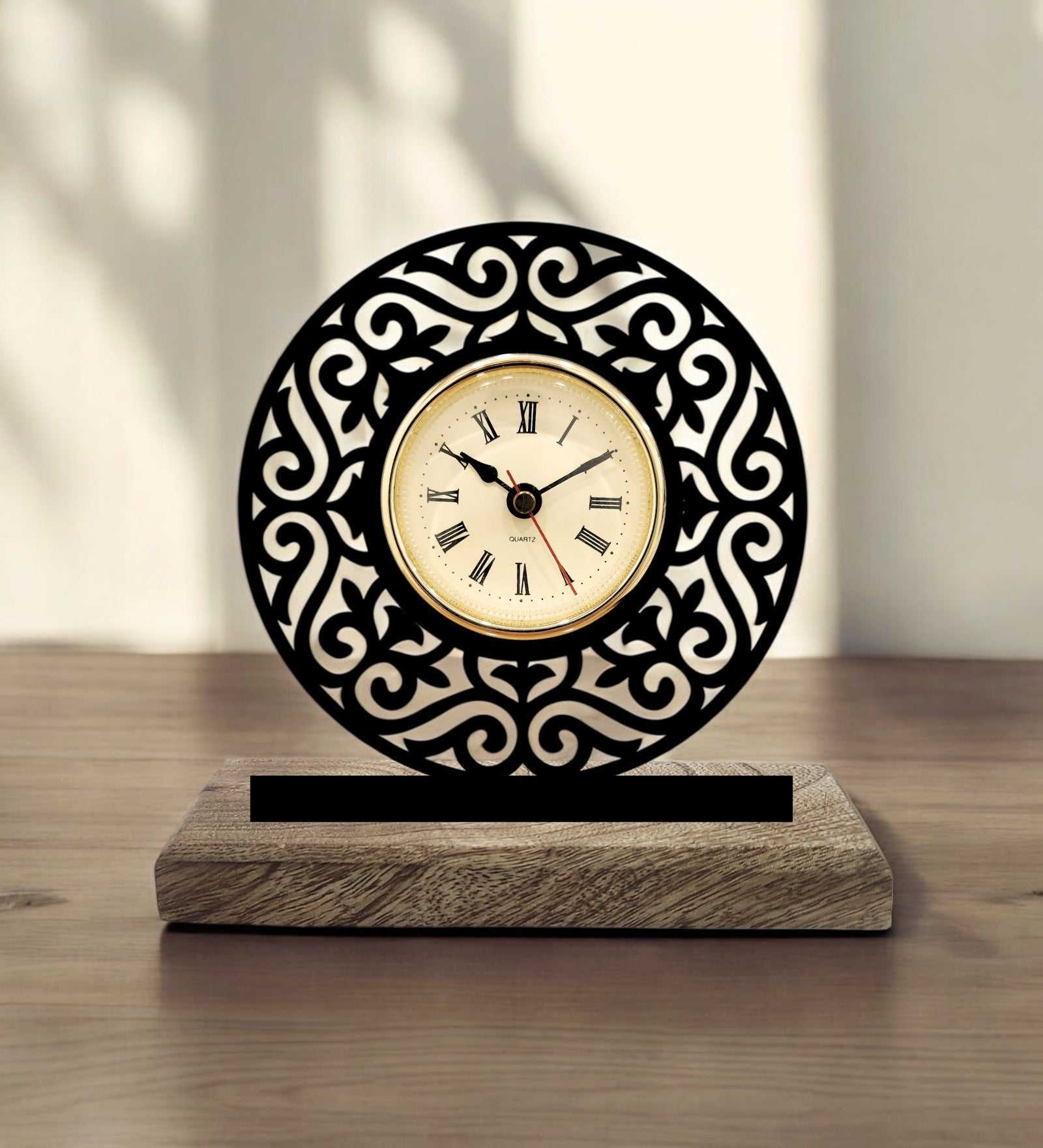 Round Aesthetic Black Table Clock