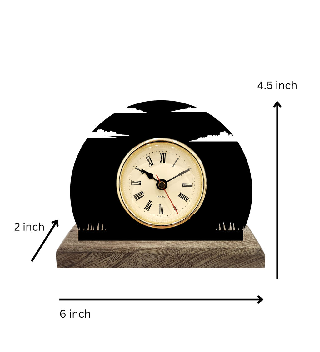 Scenery Landscape Black Table Clock