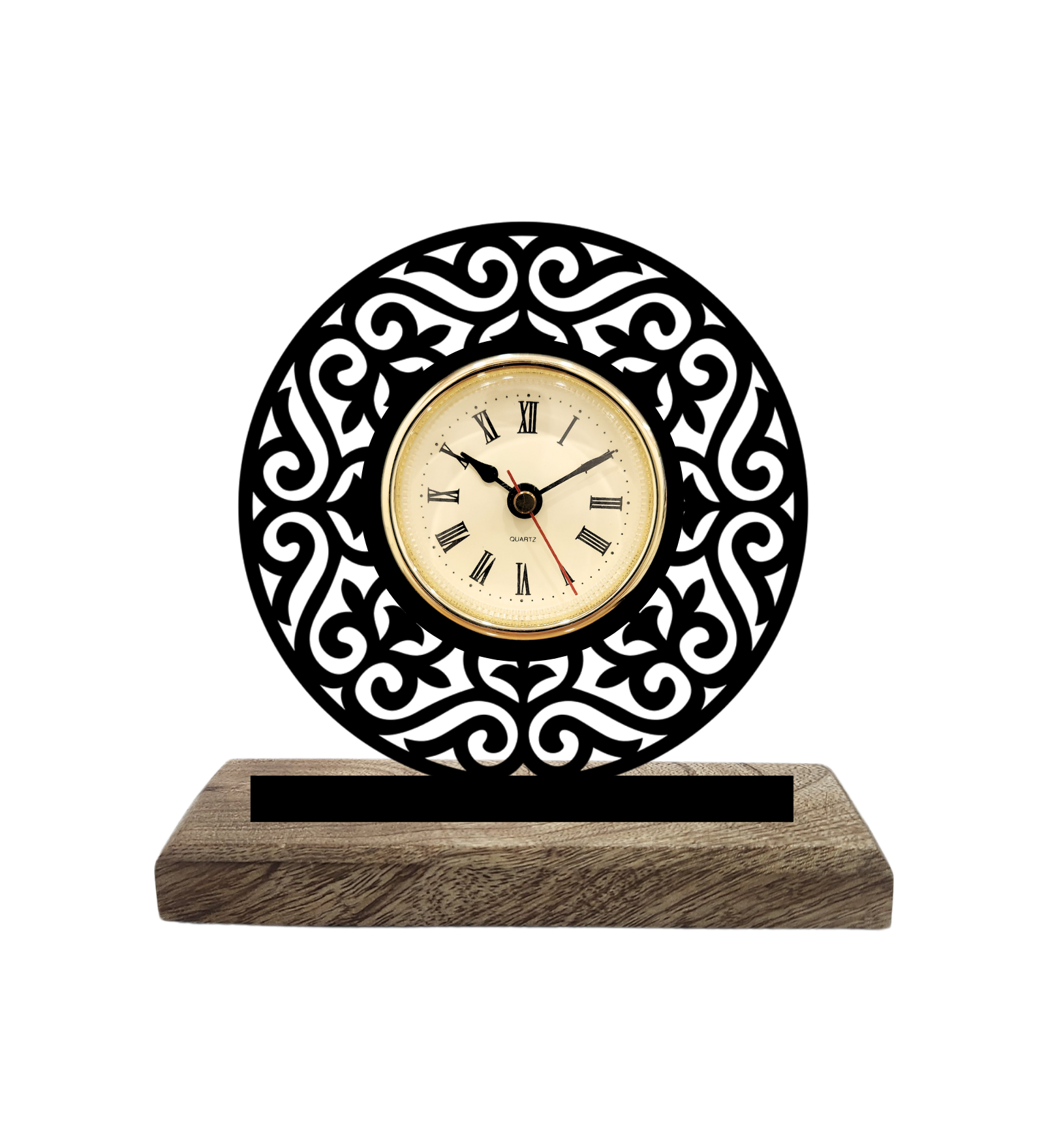 Round Aesthetic Black Table Clock