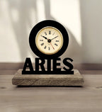Aries Sun Sign Black Table Clock
