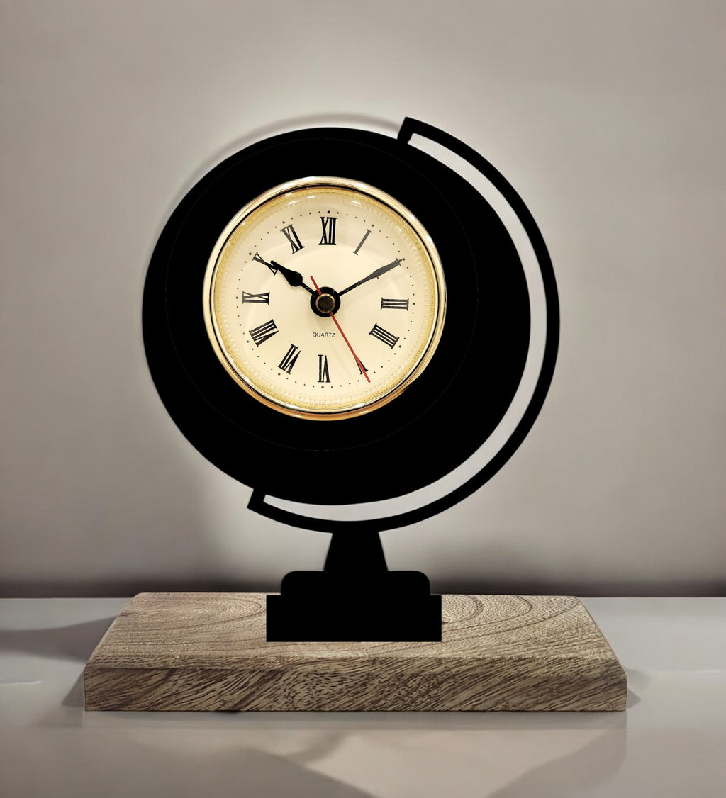 Globe Traveller Black Table Clock