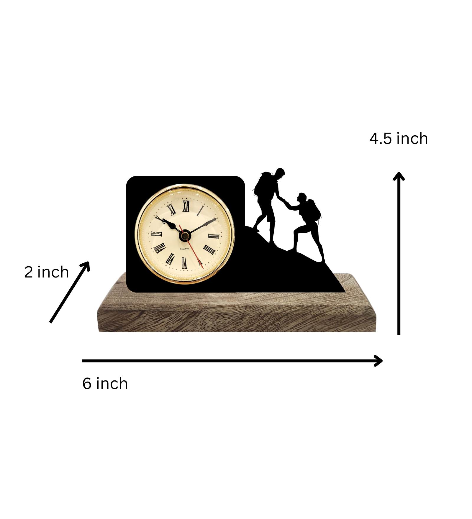 Hardwork and Support Black Table Clock