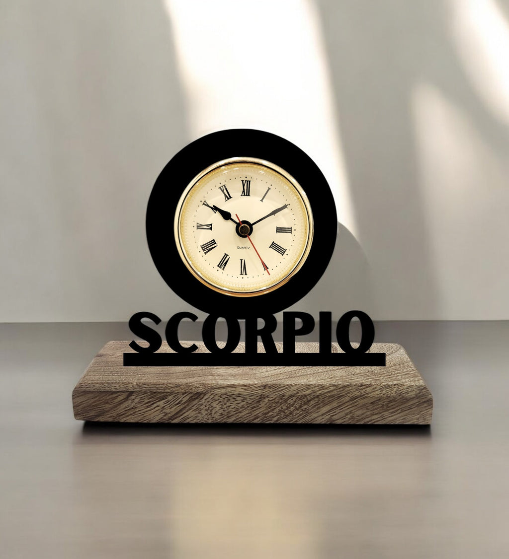Scorpio Sun Sign Black Table Clock