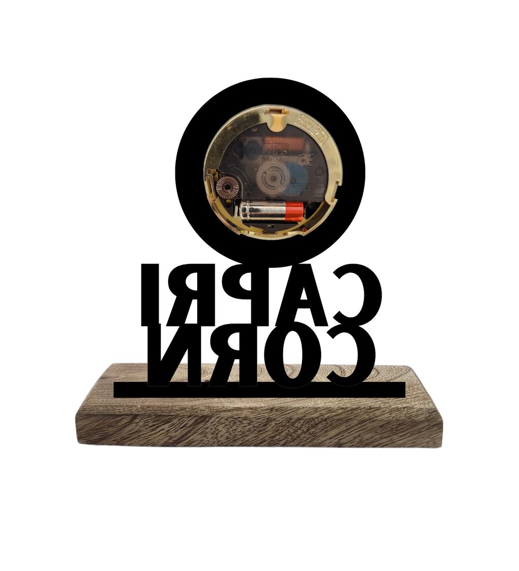 Capricorn Sun Sign Black Table Clock