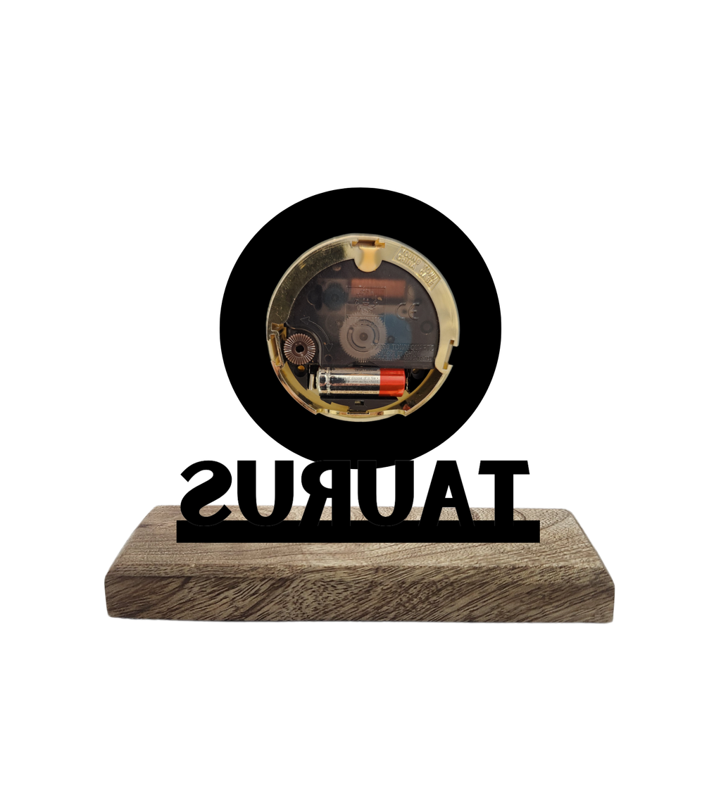 Taurus Sun Sign Black Table Clock