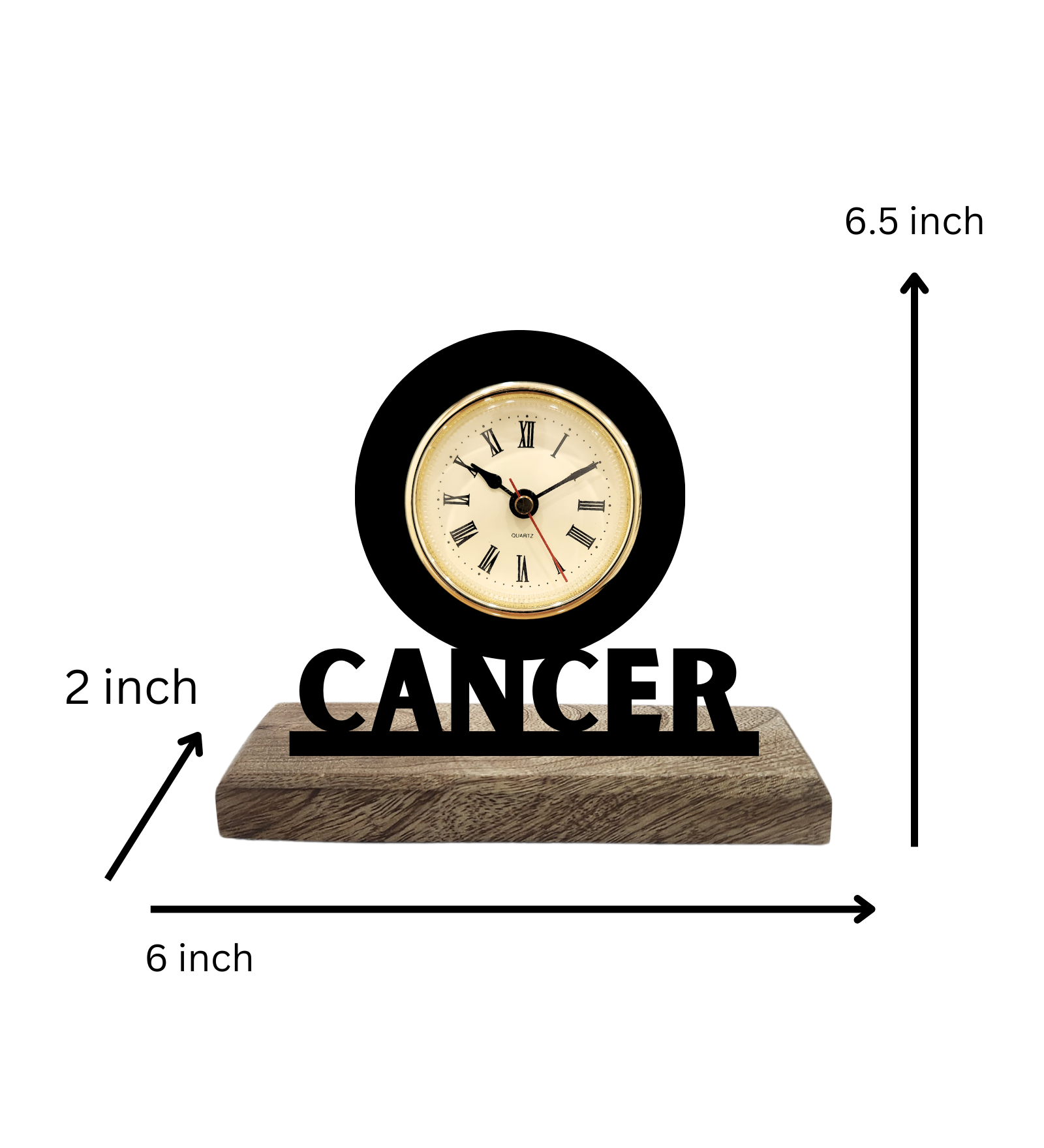 Cancer Sun Sign Black Table Clock
