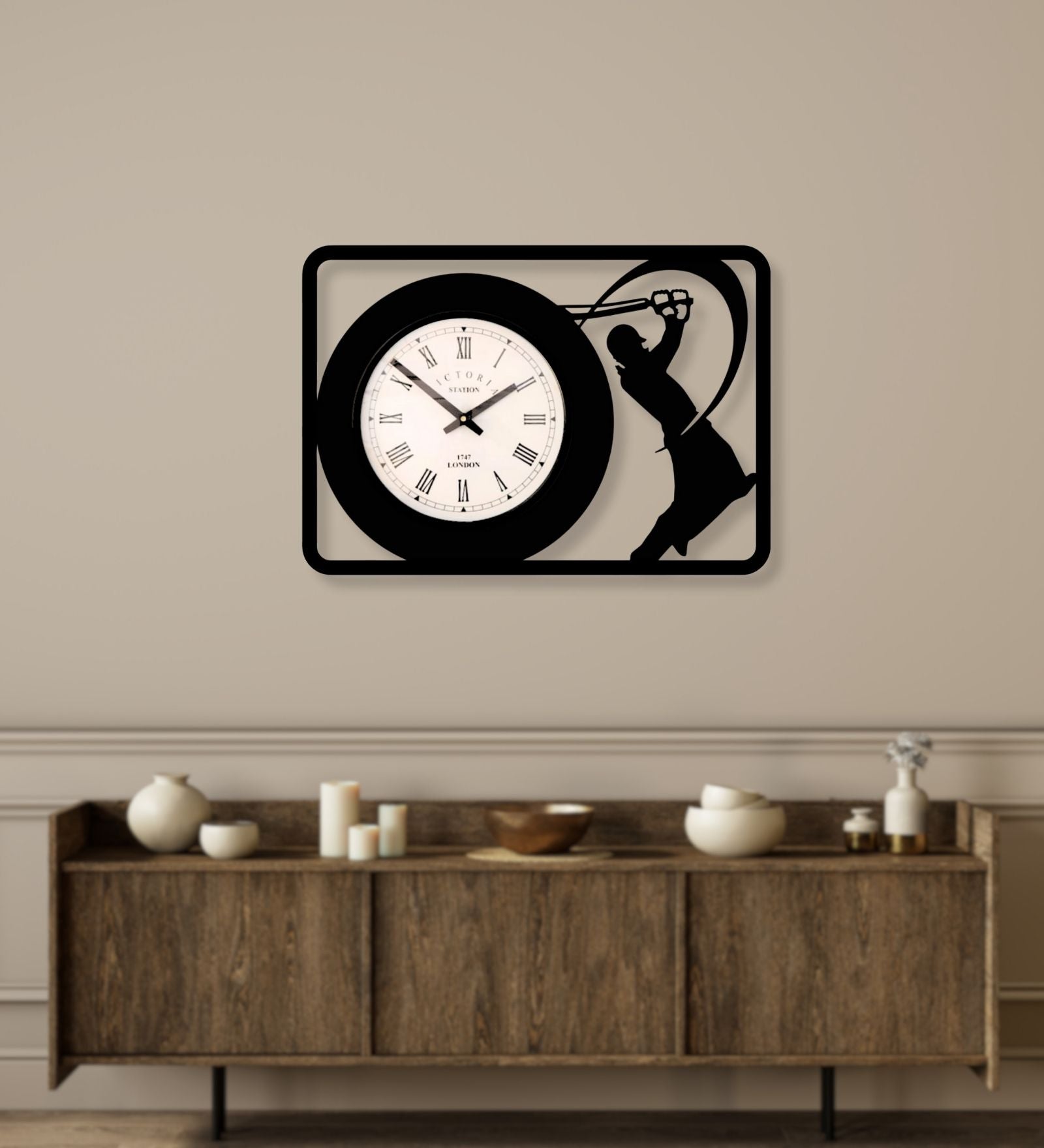 Cricketer Wall Clock