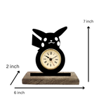 Cute Pikachu Pokemon Black Table Clock