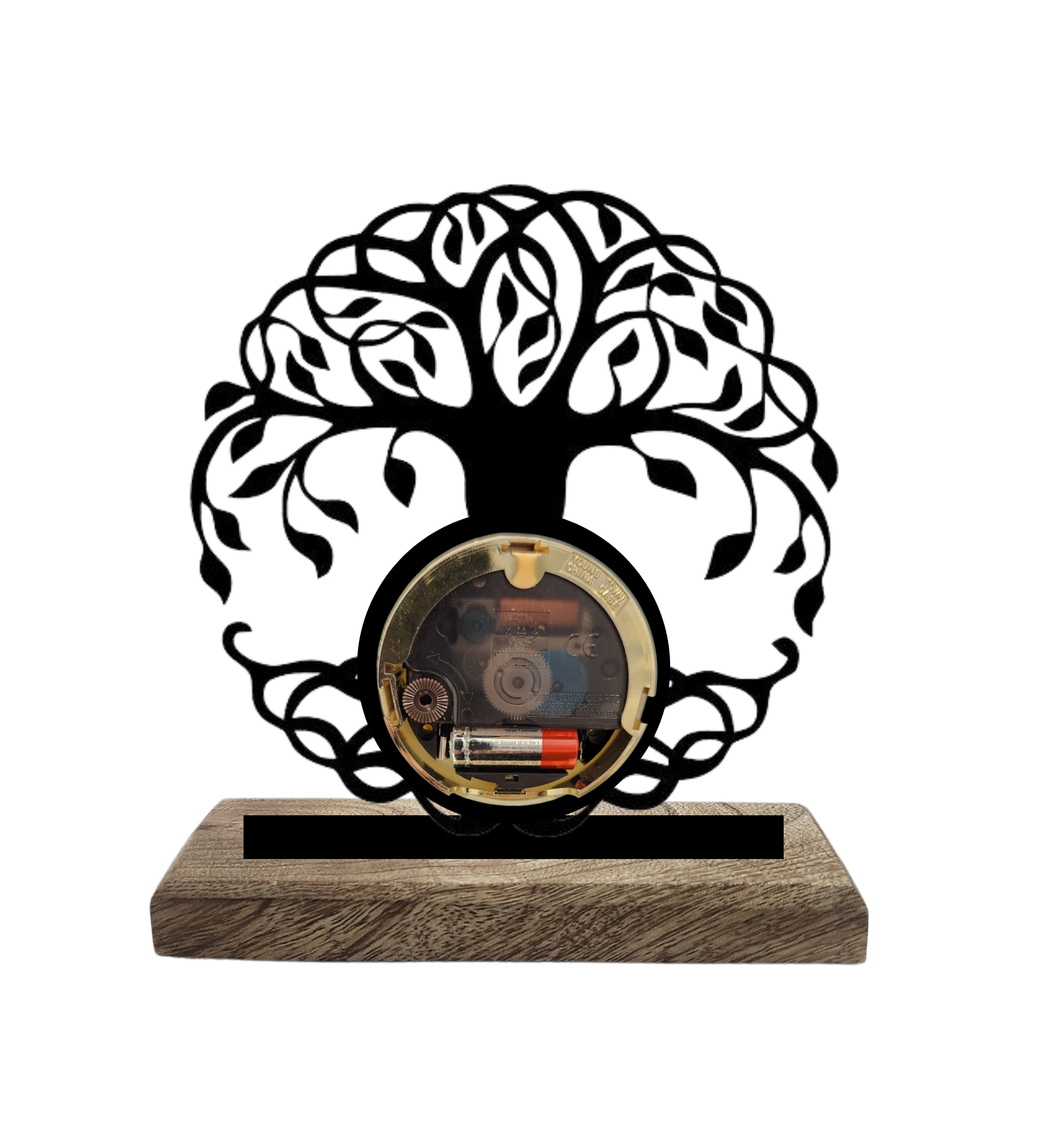 Tree of Life Black Table Clock