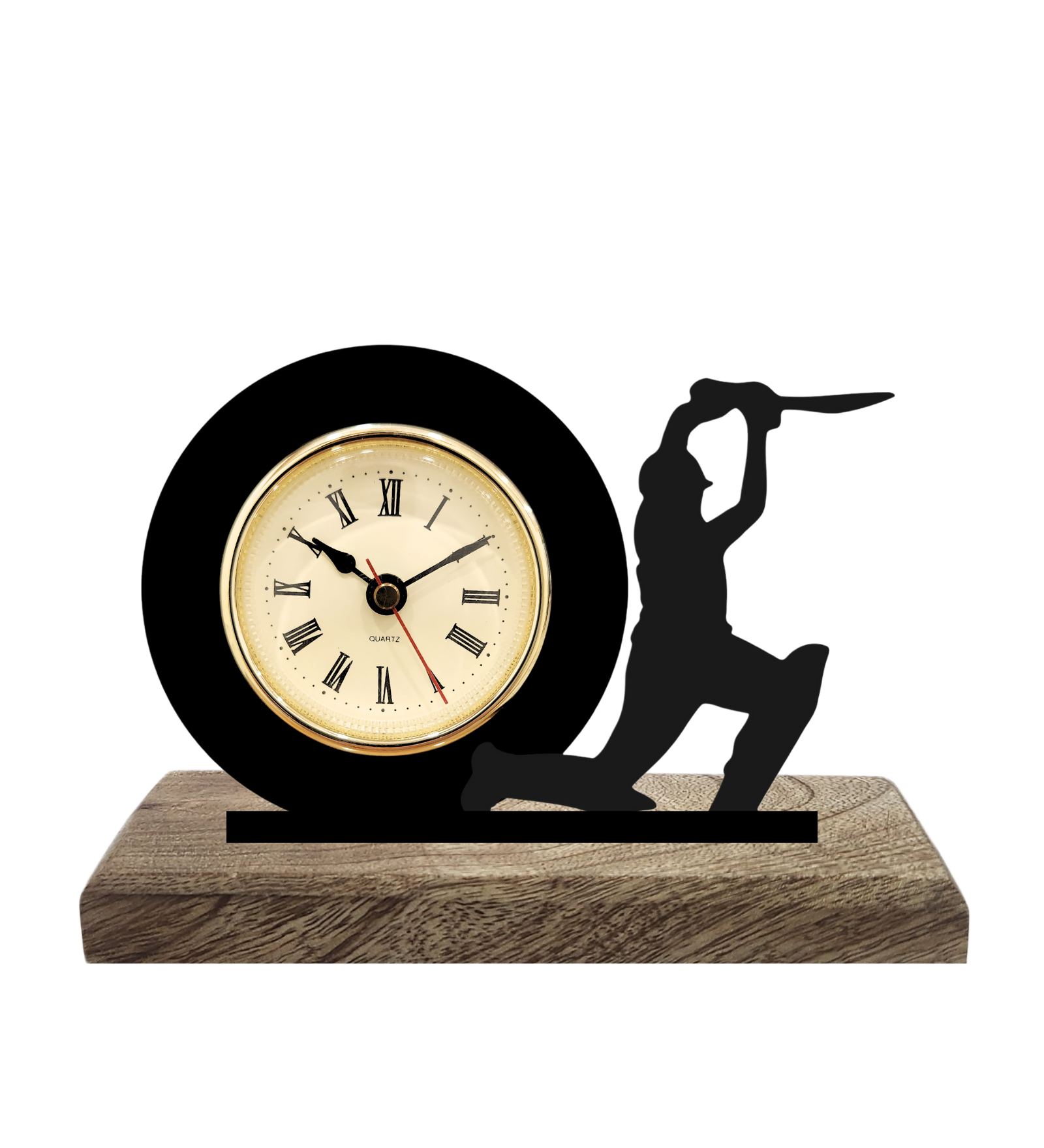 Cricketer Black Table Clock
