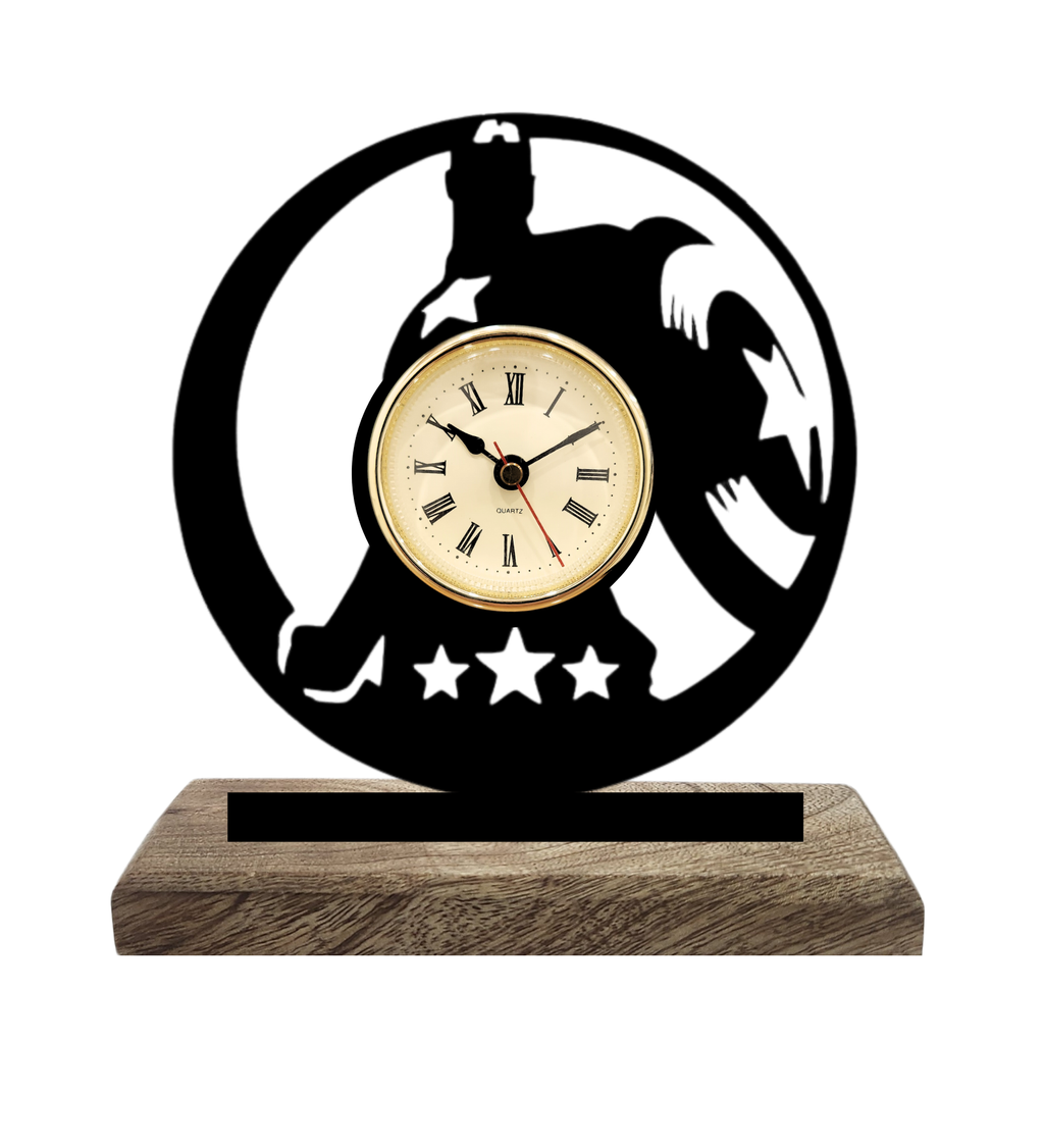 Captain America Marvel Black Table Clock