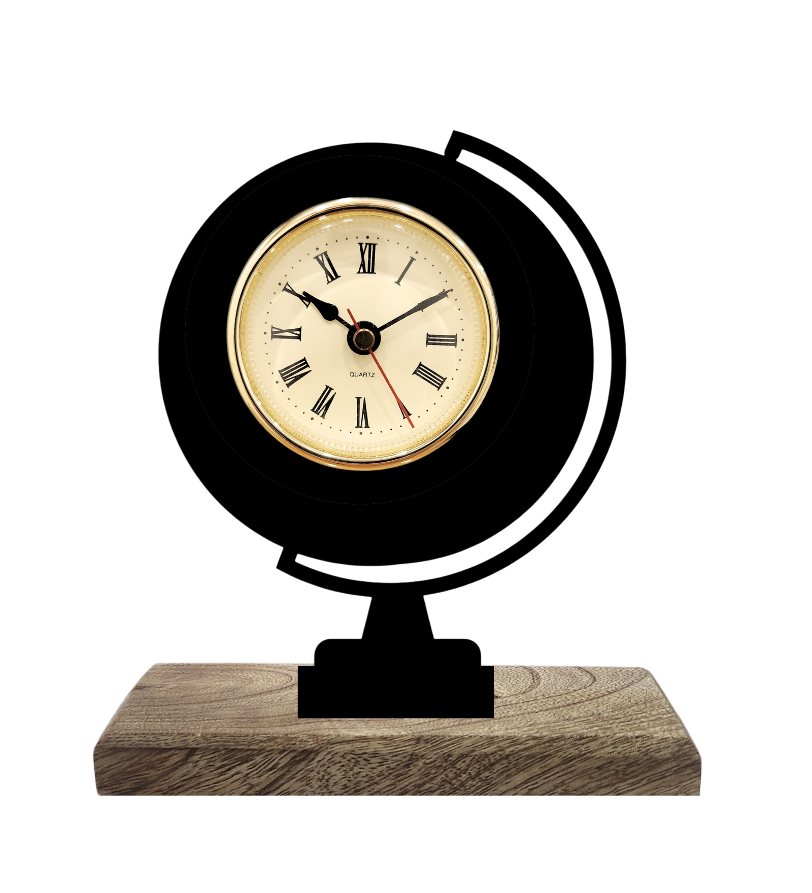 Globe Traveller Black Table Clock