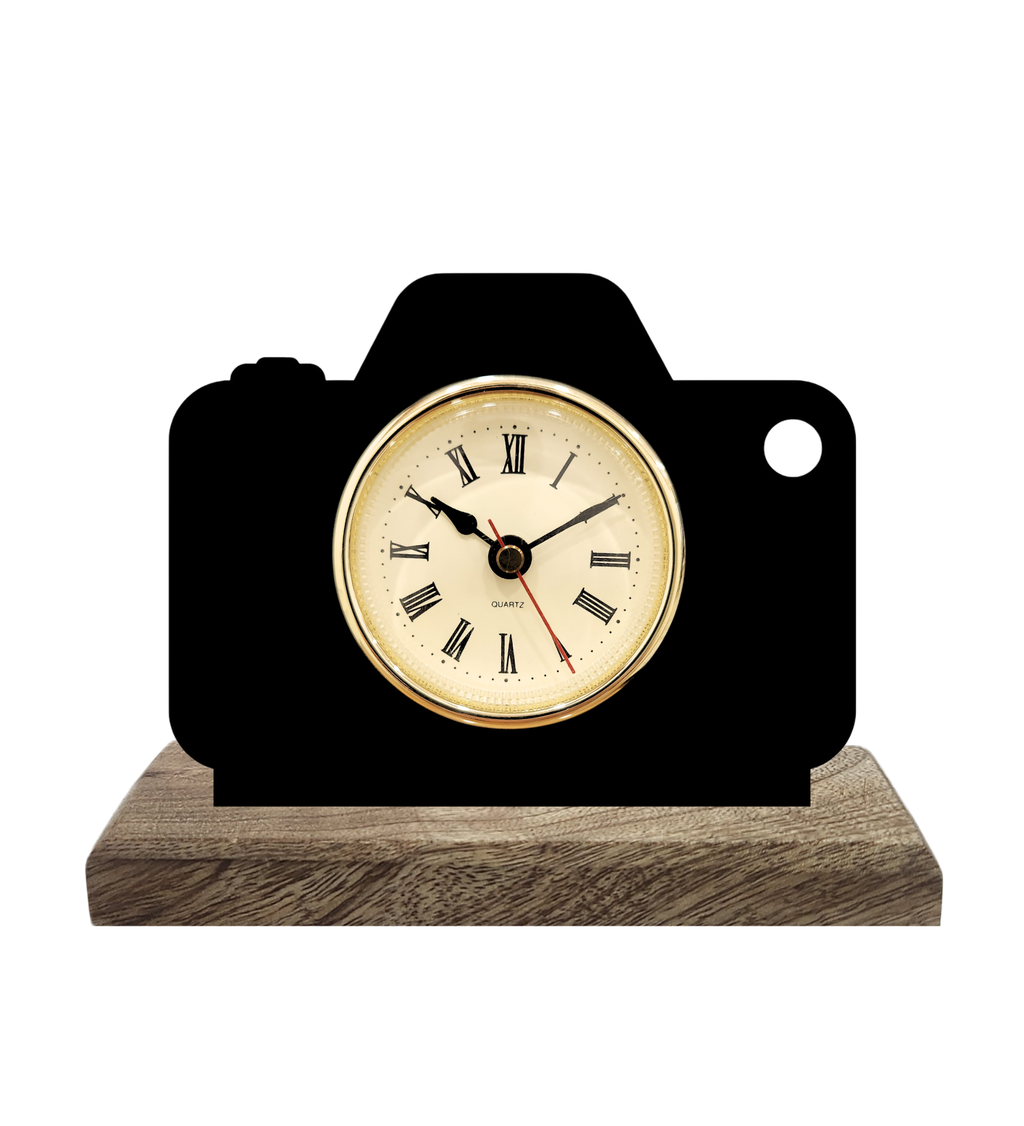 Photographer Camera Black Table Clock
