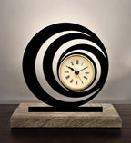 Spiral Vortex Black Table Clock