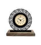 Round Detailed Black Table Clock
