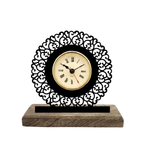 Round Detailed Black Table Clock