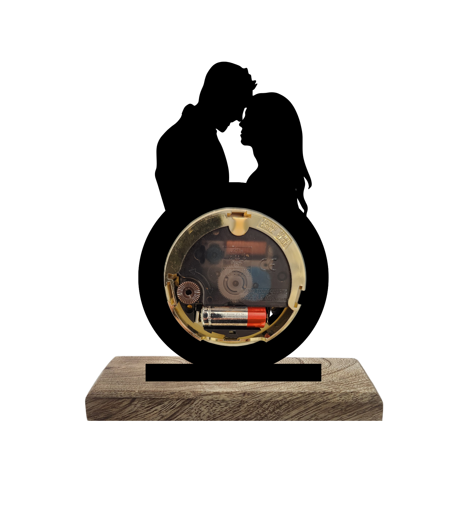 Couple embrace Black Table Clock