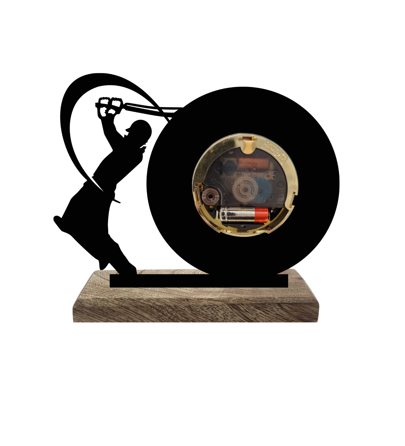Cricketer Batsman Black Table Clock