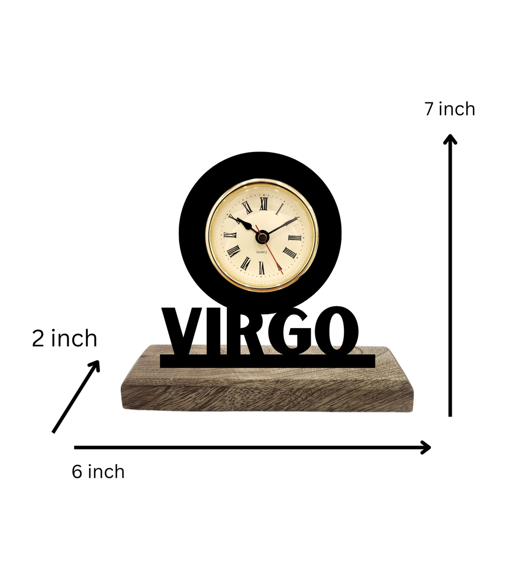 Virgo Sun Sign Black Table Clock