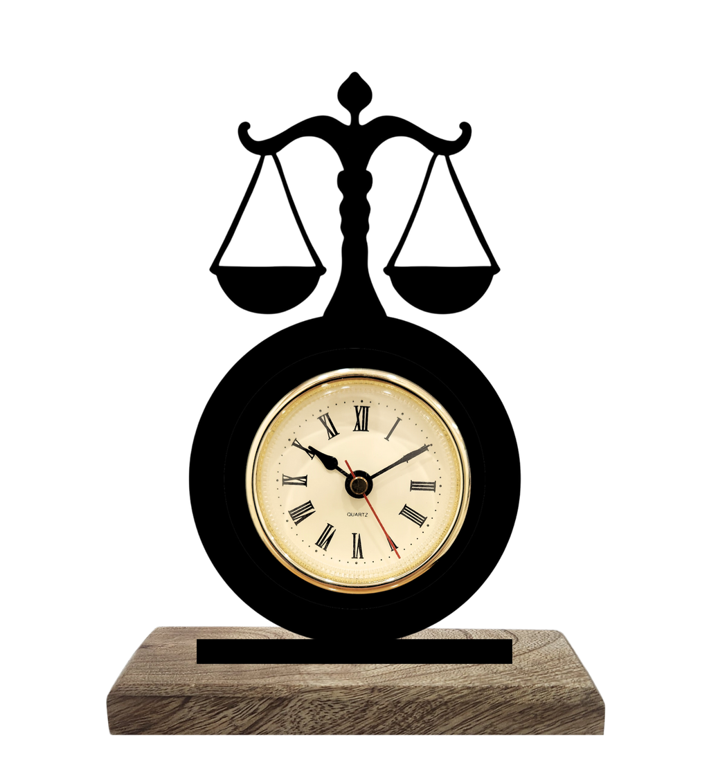 Law and Order Black Table Clock
