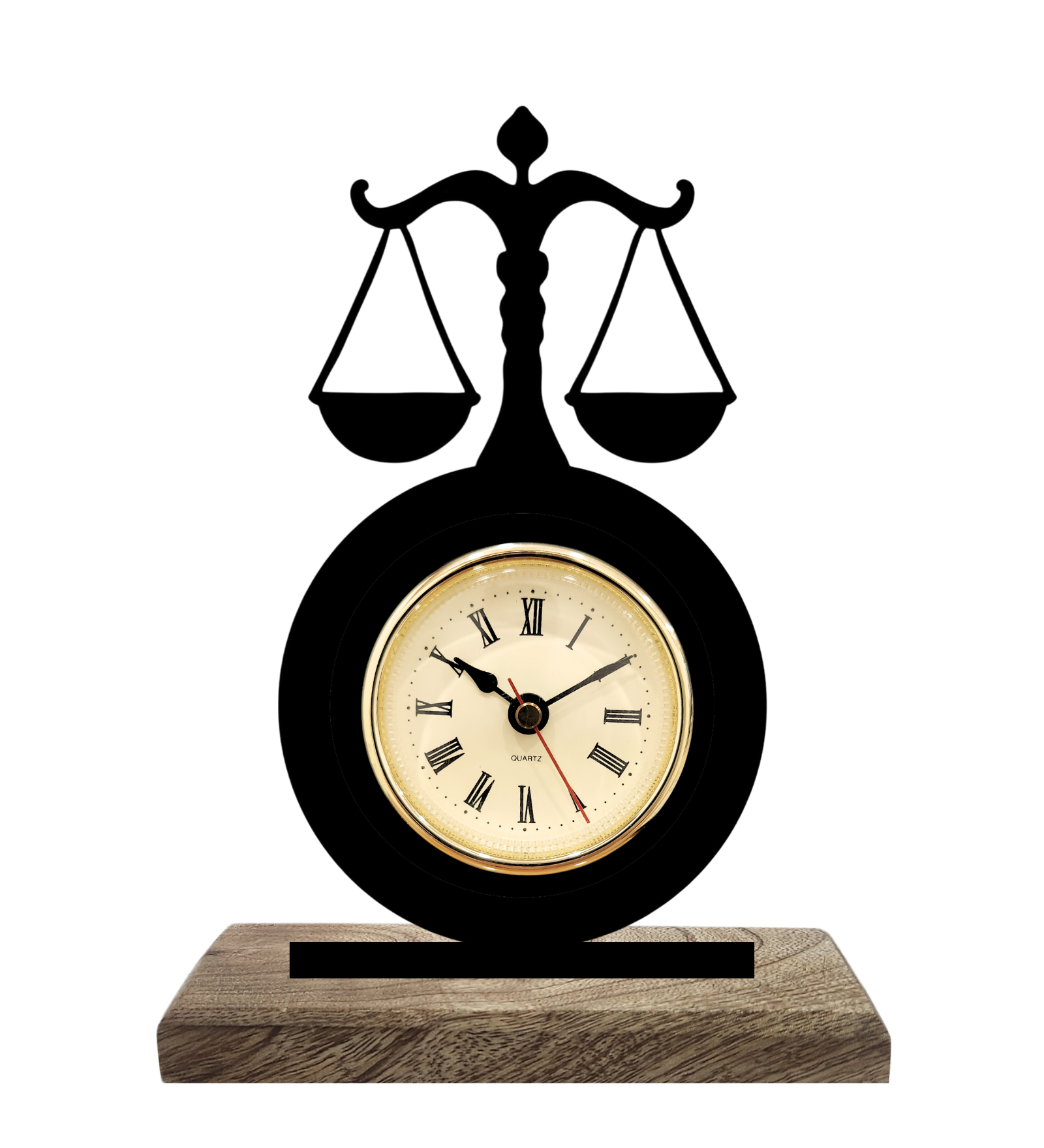 Law and Order Black Table Clock