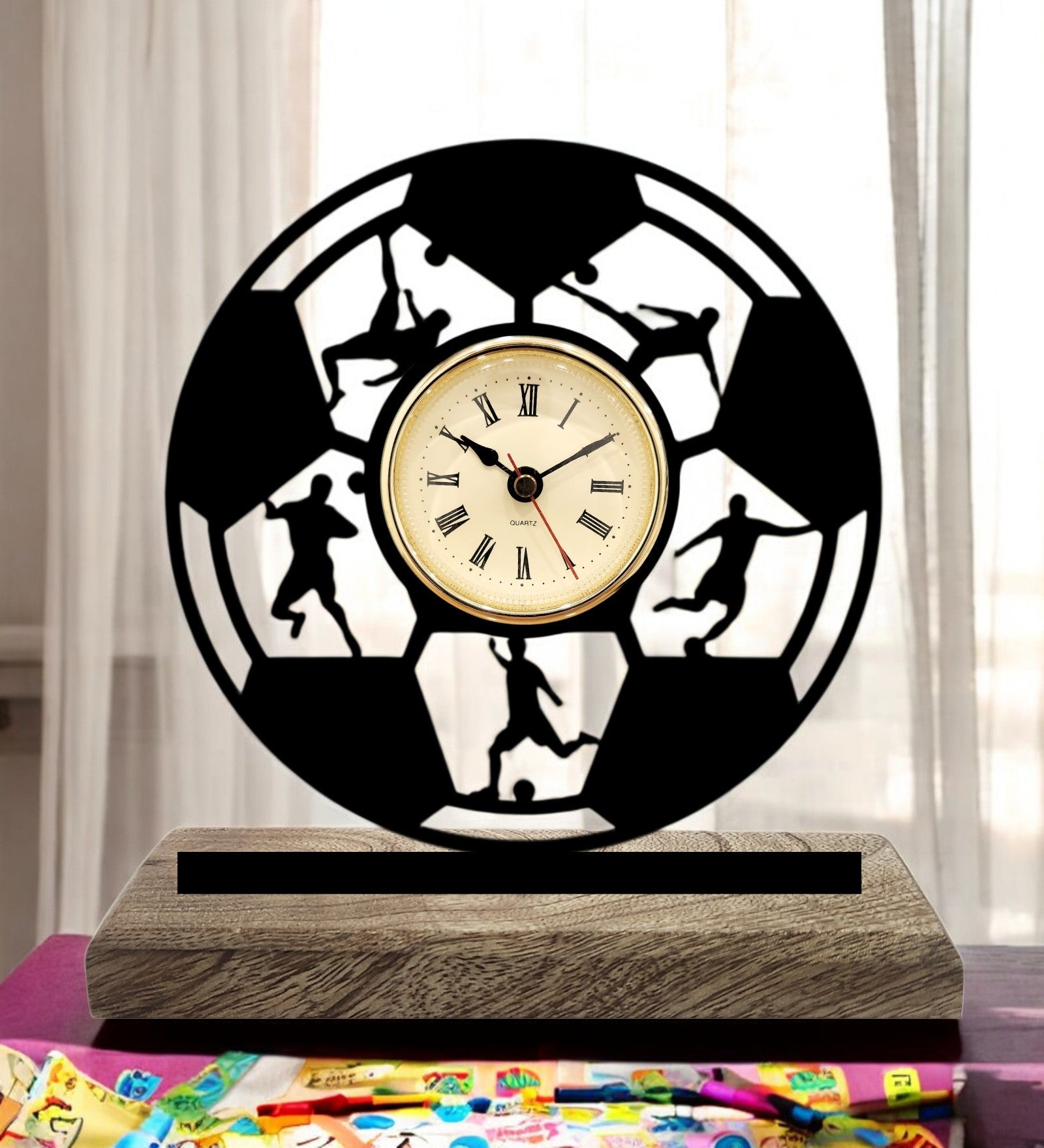 Football Black Table Clock