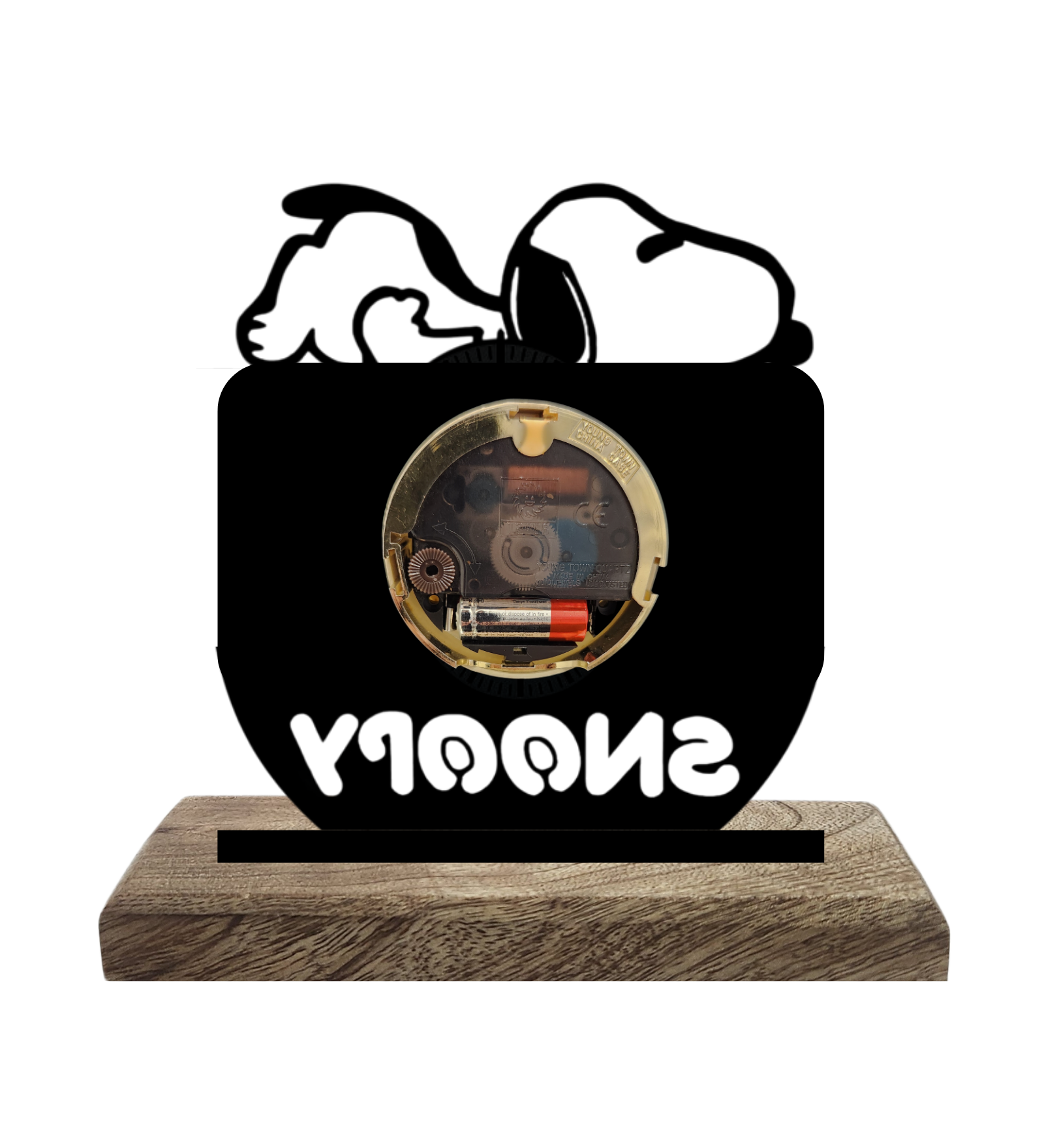 Snoopy Black Table Clock