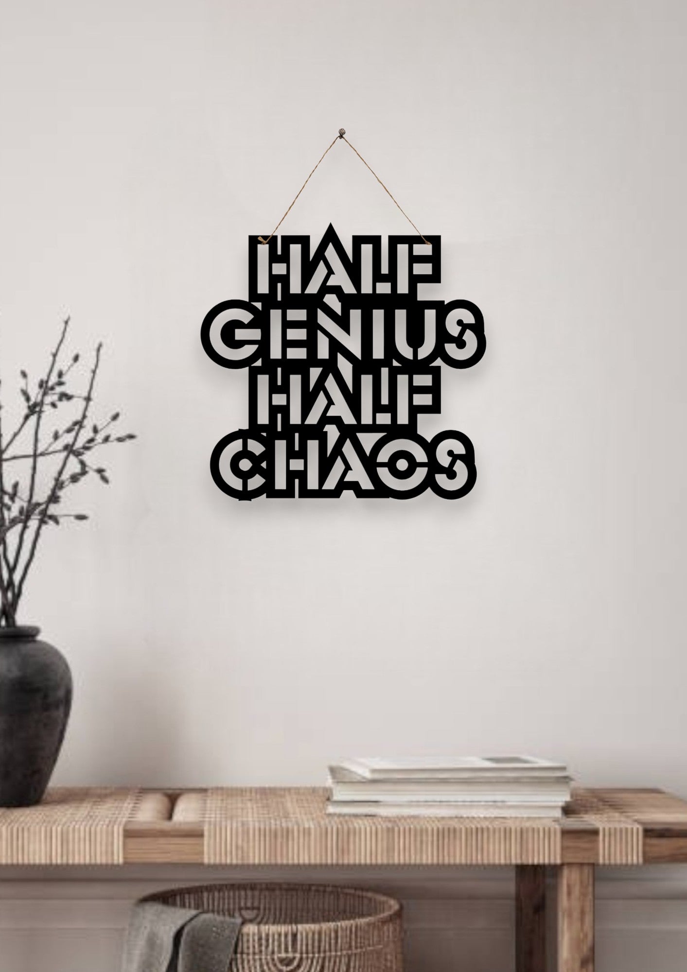 Half Genius Half Chaos Metal Hanging