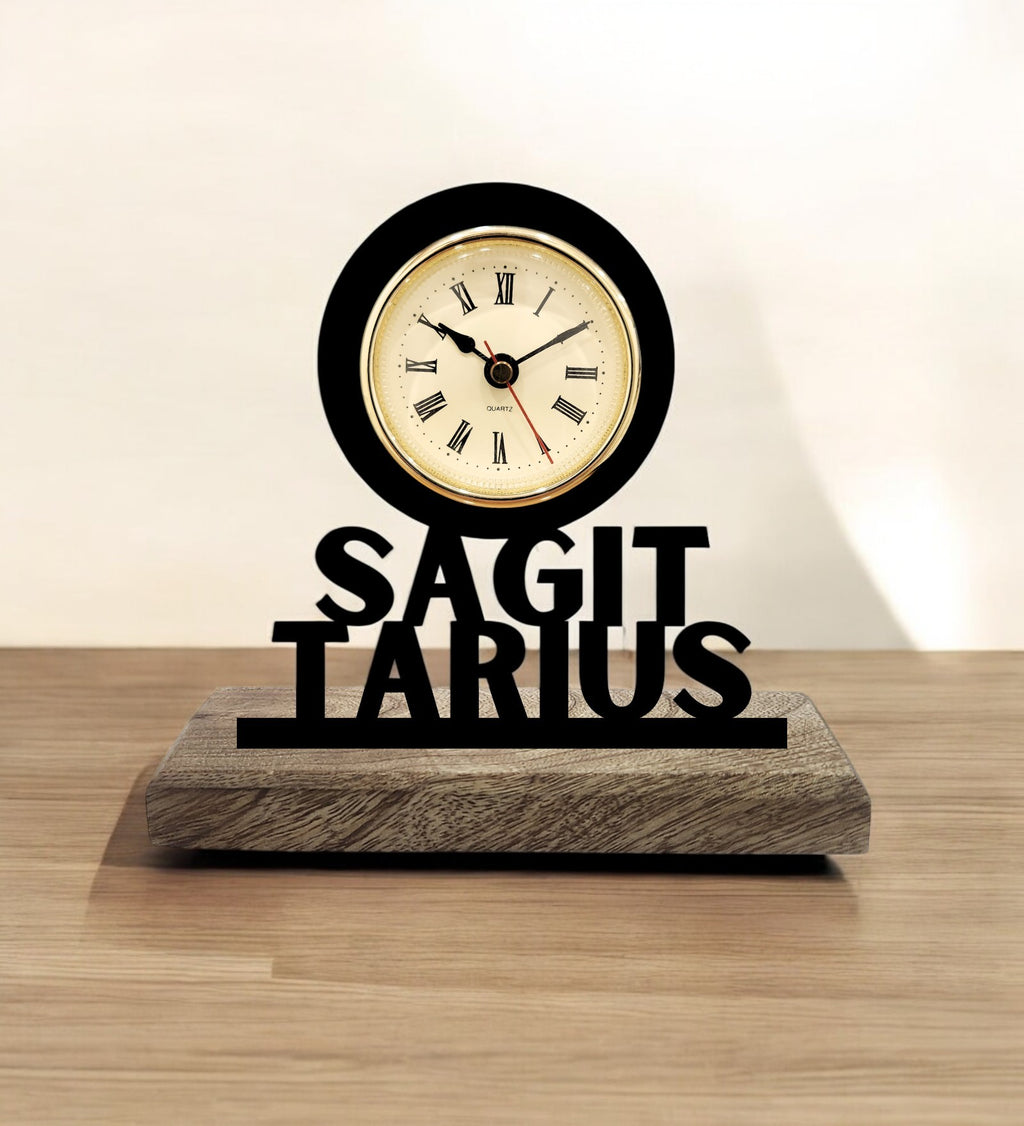 Sagittarius Sun Sign Black Table Clock