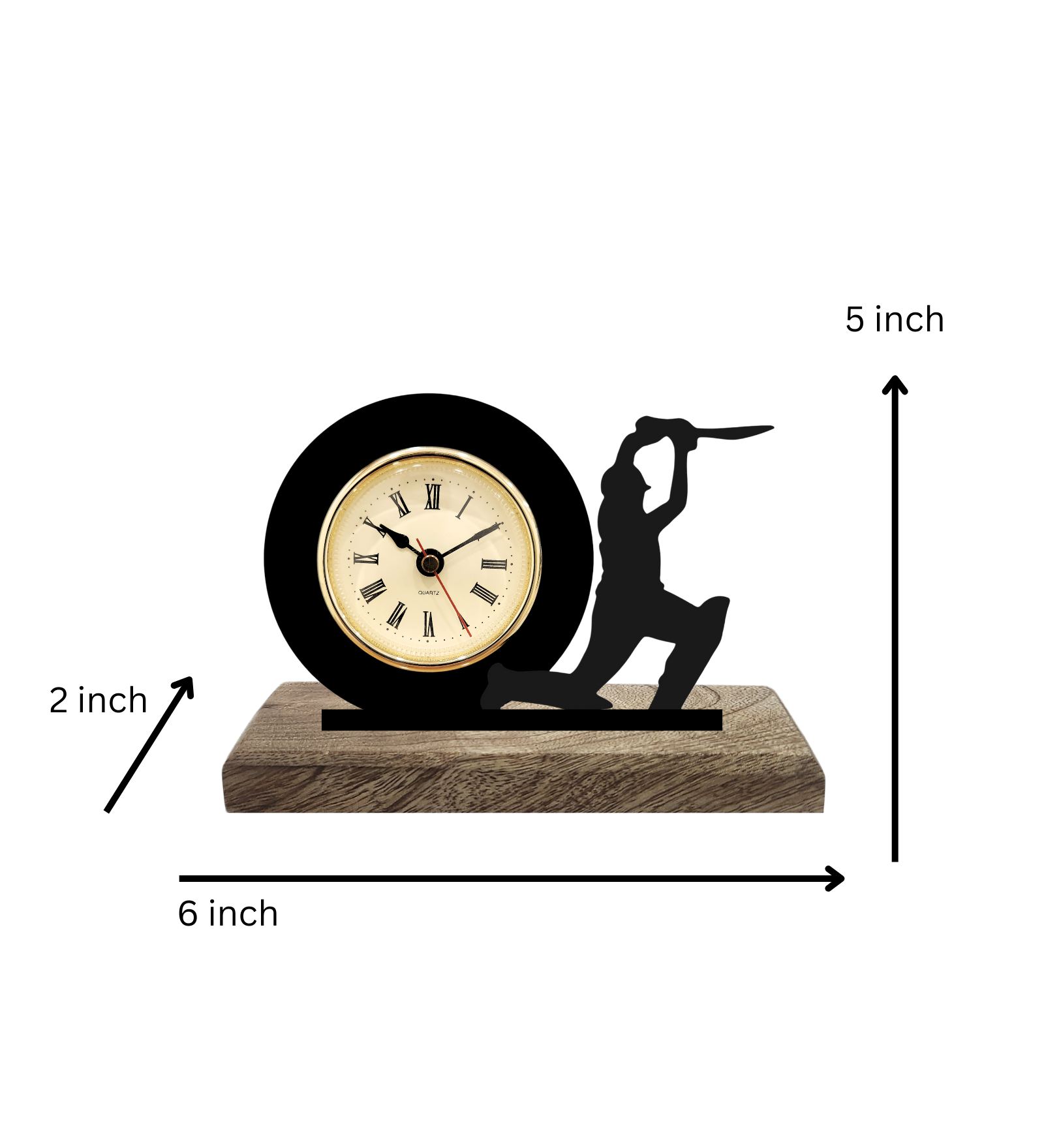 Cricketer Black Table Clock