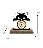 Cat Black Table Clock