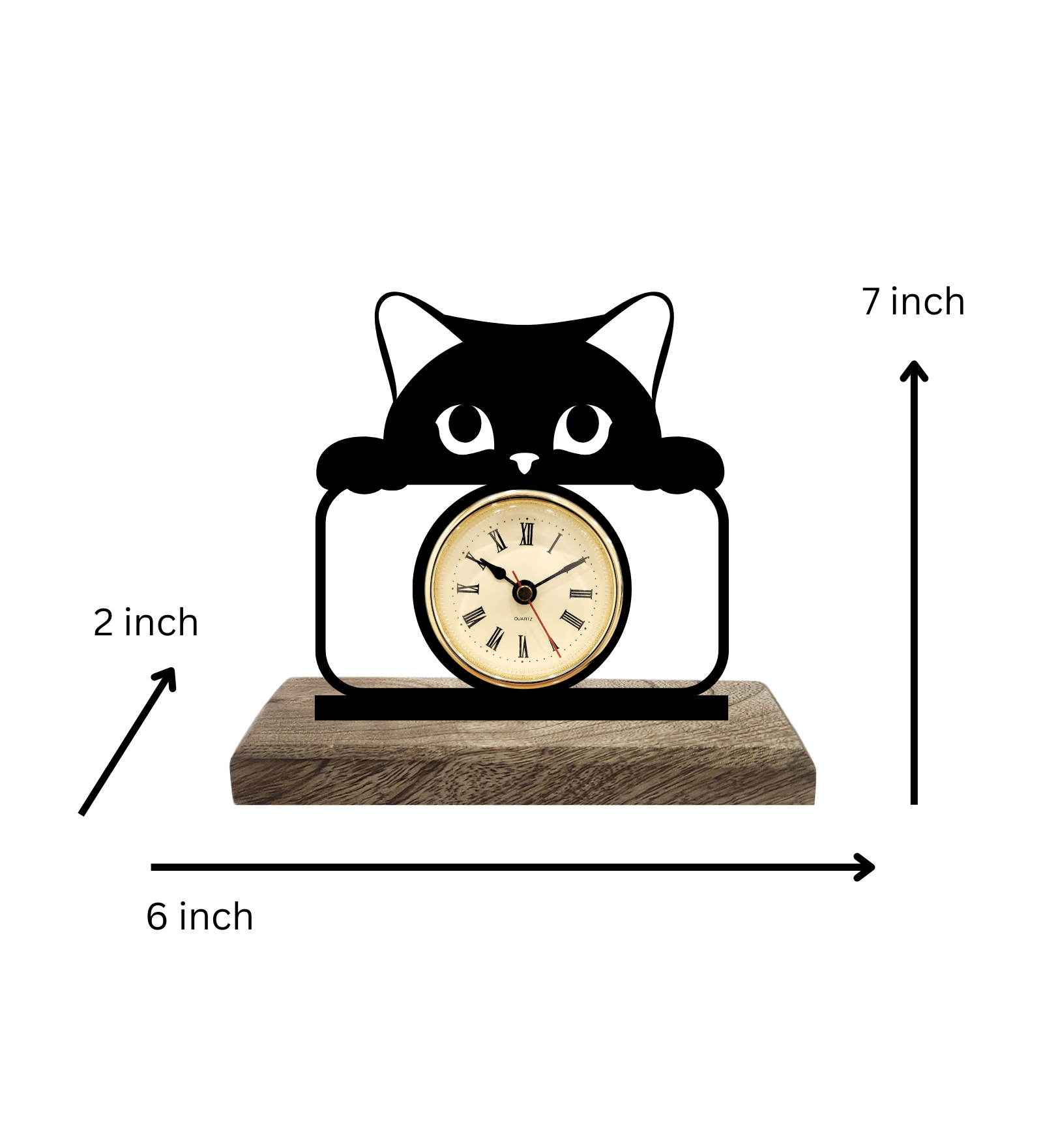 Cat Black Table Clock