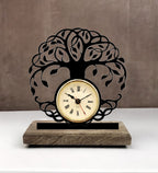 Tree of Life Black Table Clock