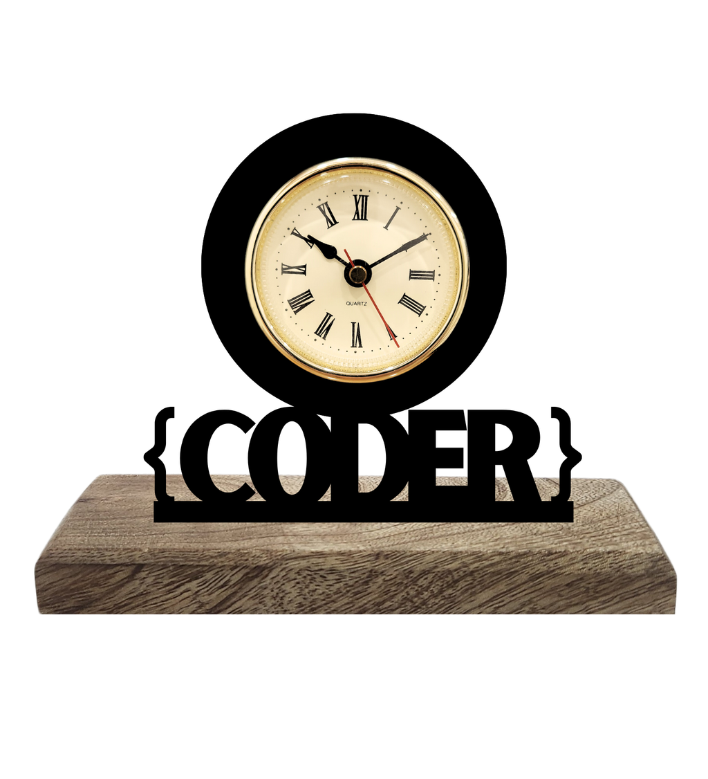Coder Black Table Clock