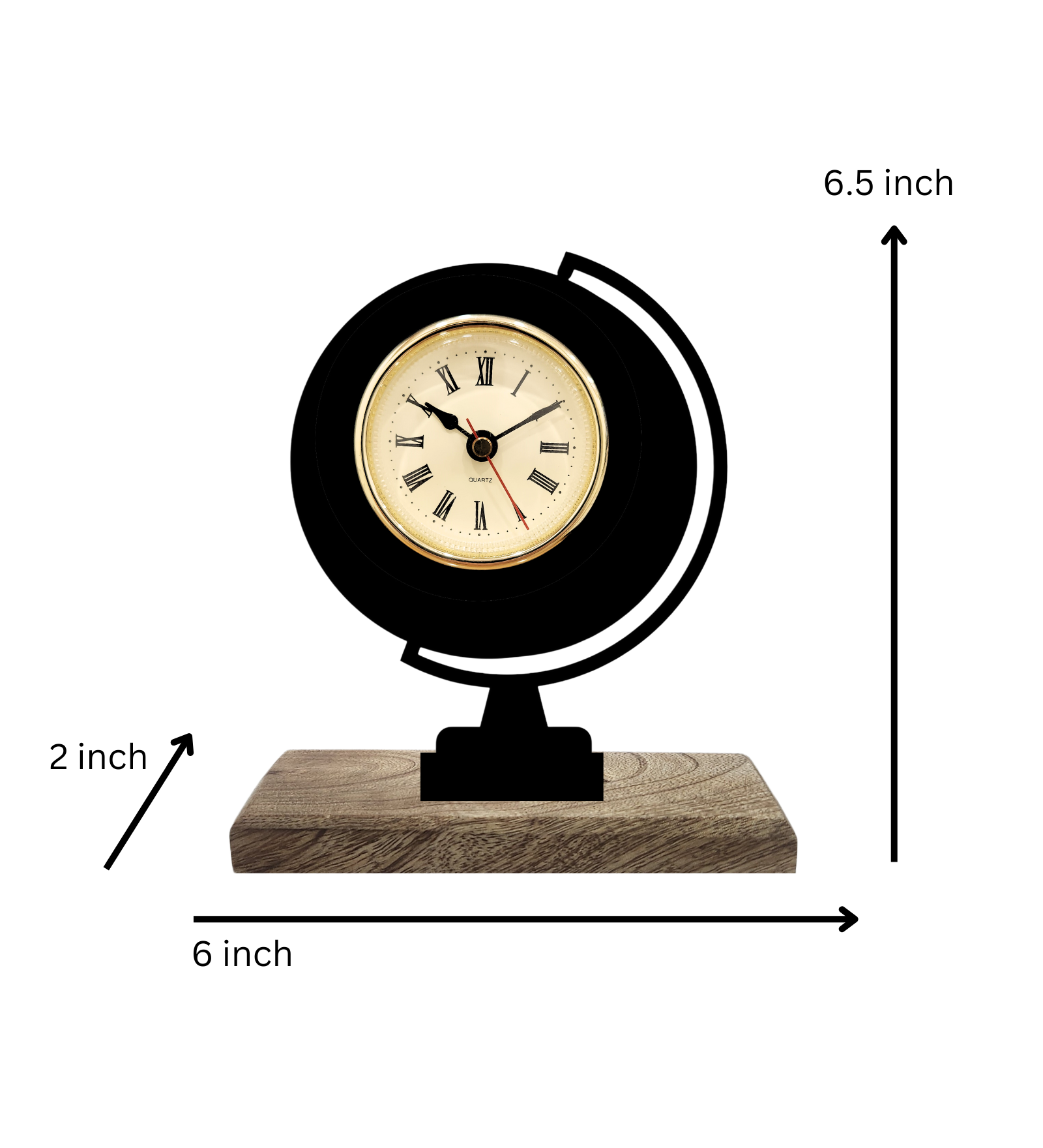 Globe Traveller Black Table Clock