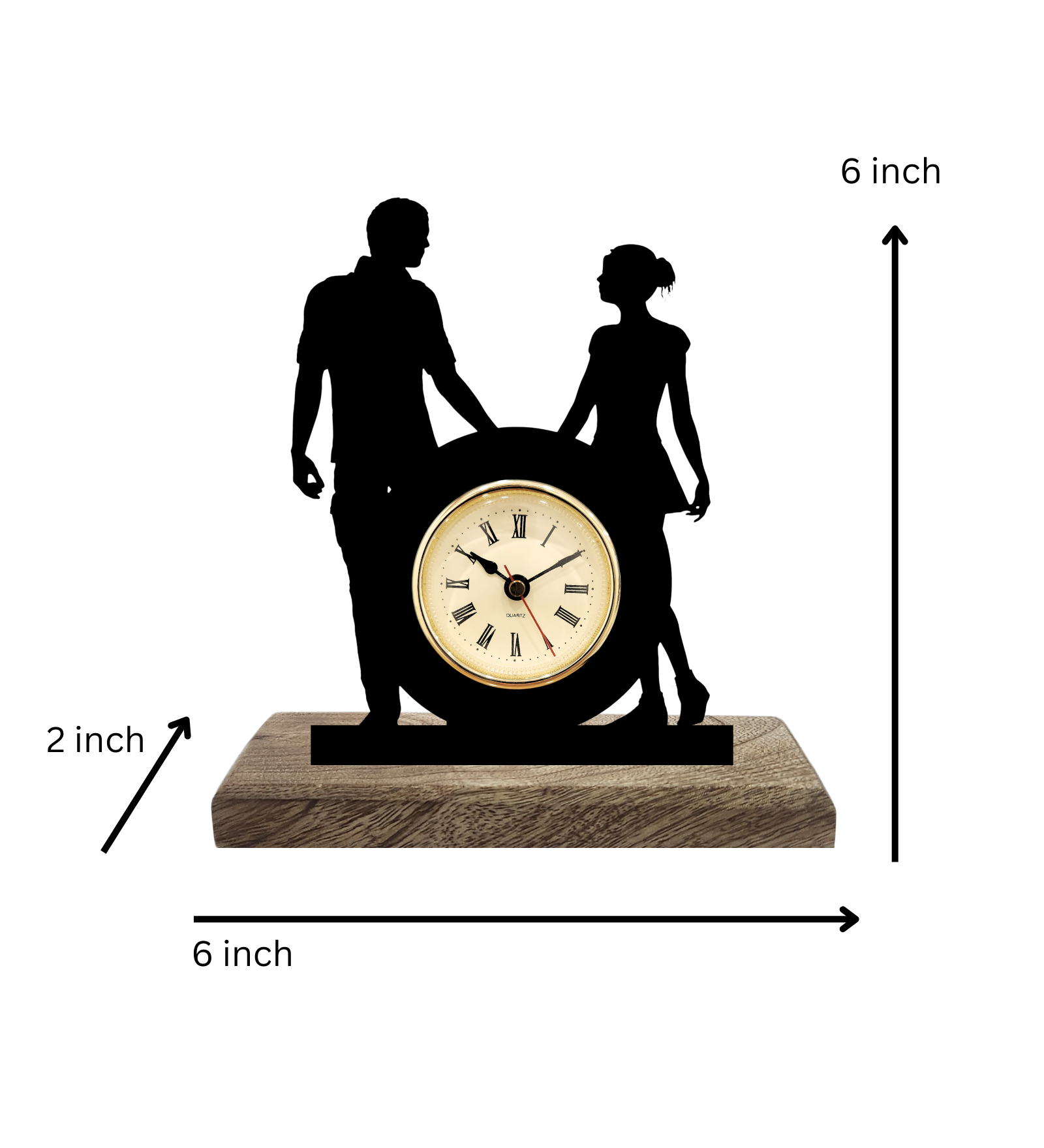 Engaged Couple Black Table Clock