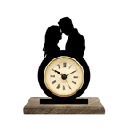 Couple embrace Black Table Clock