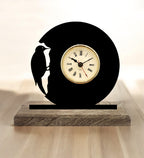 Woodpecker Black Table Clock