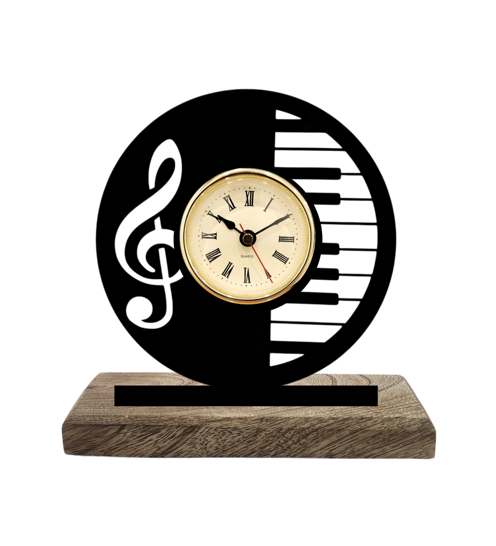 Musical Piano Black Table Clock