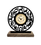 Zodiac Signs Black Table Clock