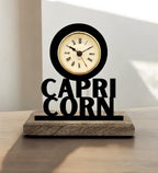 Capricorn Sun Sign Black Table Clock