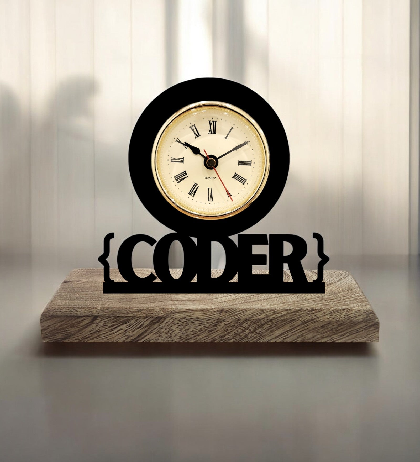 Coder Black Table Clock