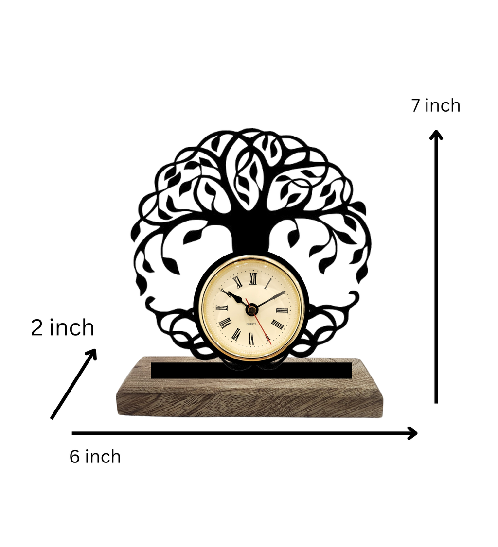 Tree of Life Black Table Clock